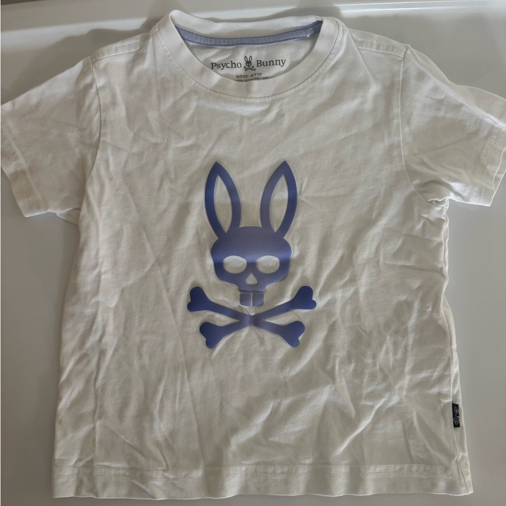 Psycho Bunny Kids White Tee with Purple Logo